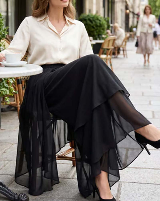 Broek Los Asymmetrisch Casual Breed Been