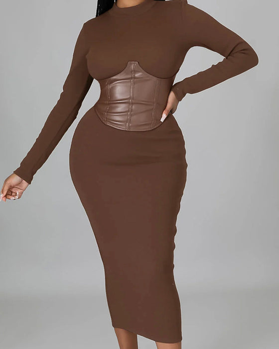 Jurk In Effen Kleur Met Paneeldetails En Bodycon Pasvorm