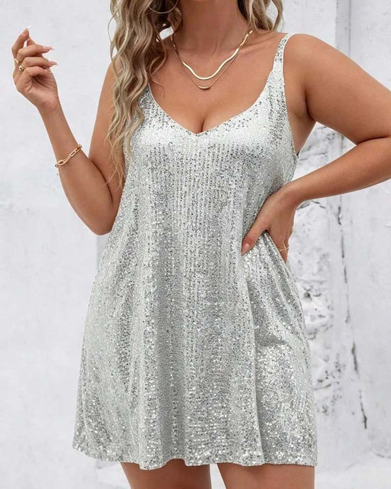 Jurk V-Hals Camisole Paillet