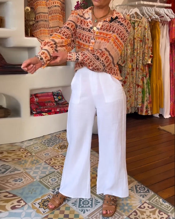 Overhemd met revers en retroprint