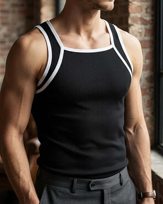Heren Tank Top Mouwloos Contrasterende Kleur