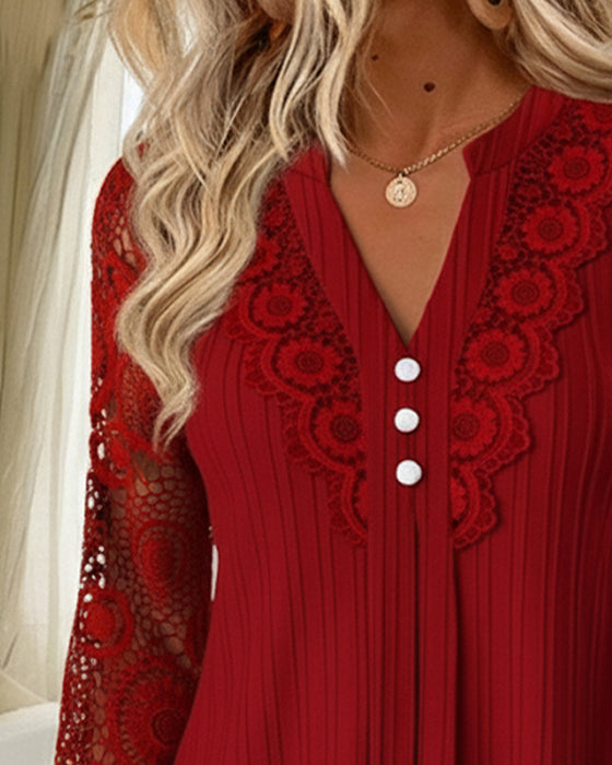 Jurk Kant Patchwork V-hals