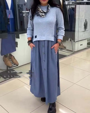 Jurk Casual Colorblock Ronde Hals