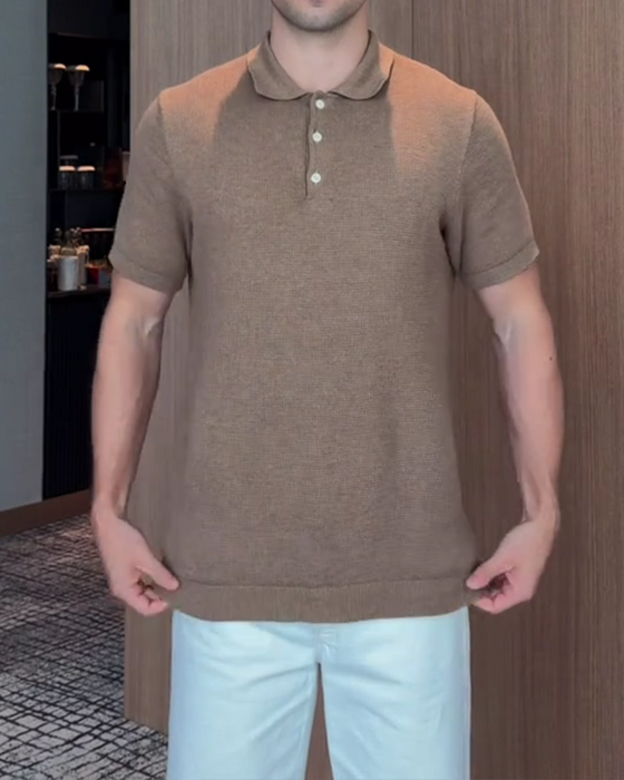 Heren T-Shirt Met Losse Pasvorm En Casual Polo-Kraag