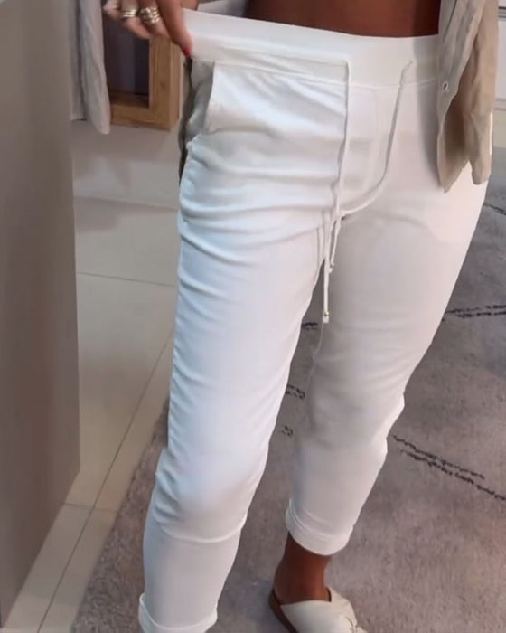 Smalle Broek Casual Met Trekkoord