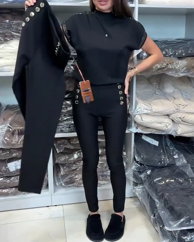 Stijlvolle Broek Met Knoopsluiting En Stretch