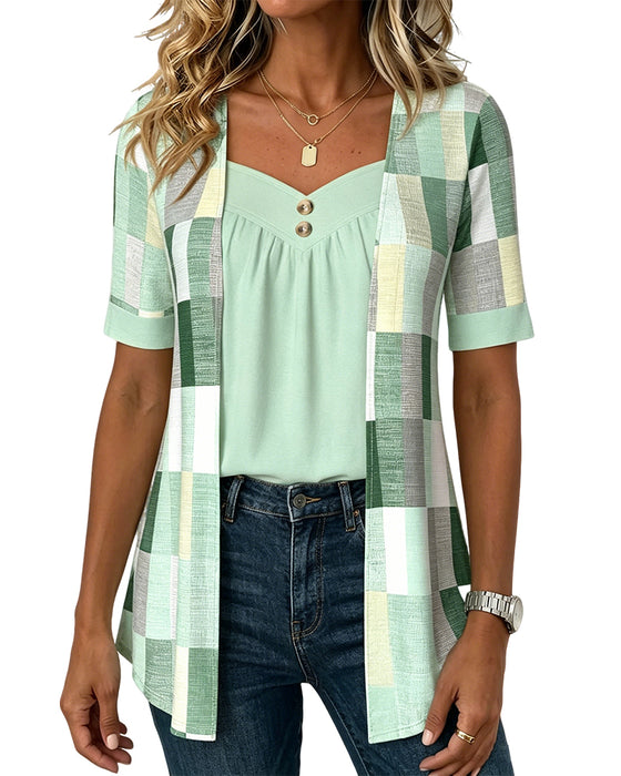 T-Shirt Fake Tweedelige Geometrische Print