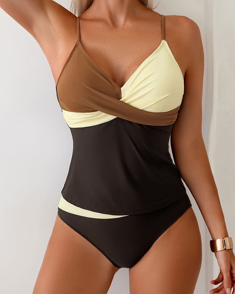 Tankini Hoge Taille Kleurblok
