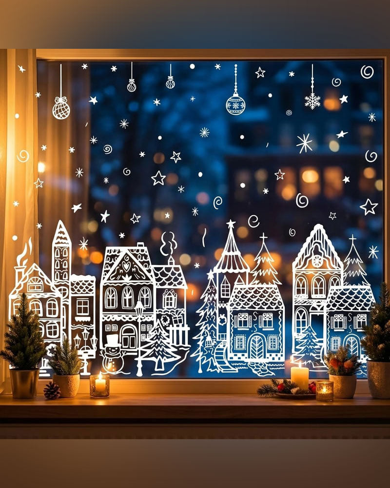 Kerstdorp Raamstickers