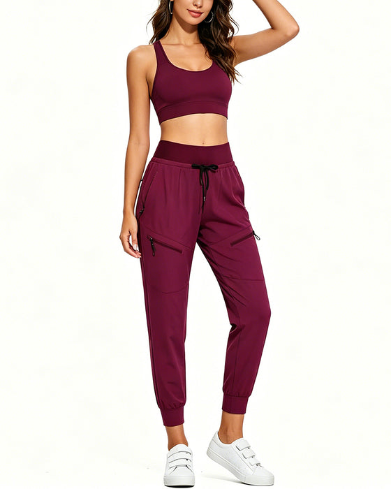 Broek Met Elastische Taille Trekkoord Zakken Tapered