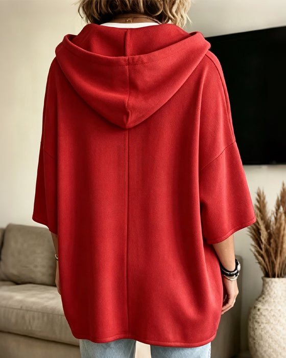 Hoodie Loose Zeven-Kwart Mouw