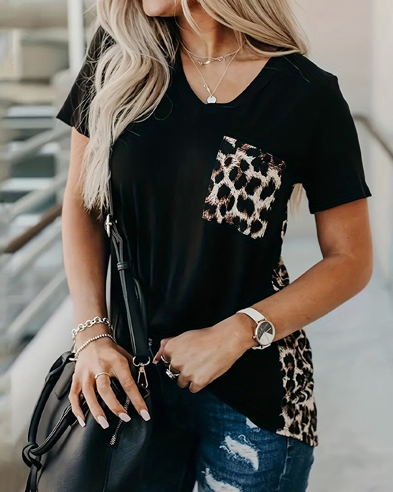T-Shirt Luipaardprint Korte Mouw