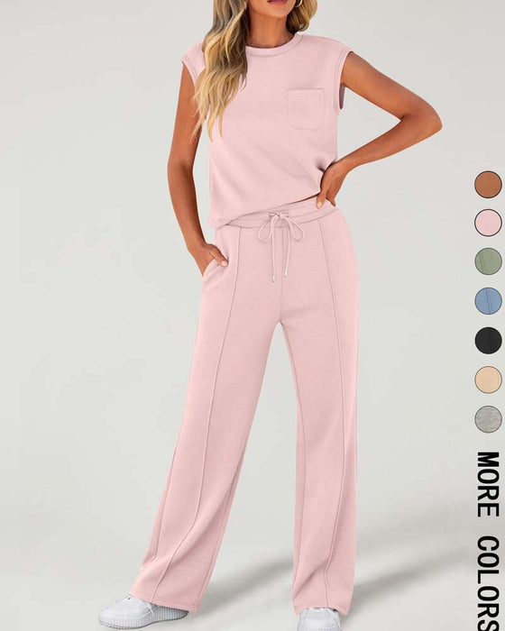 Set Effen Mouwloos Korte Mouw Casual