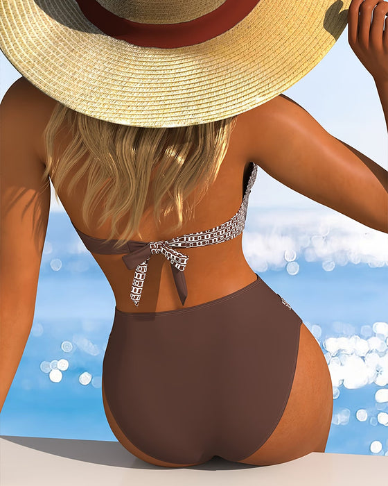 Bikini Halsband Kleurblok Kruisband