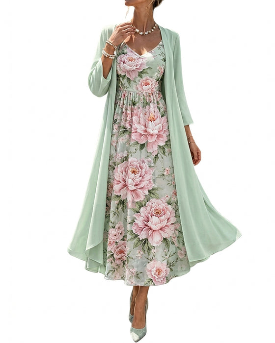 Set Bloemen Afdruk Jurk Tweedelig