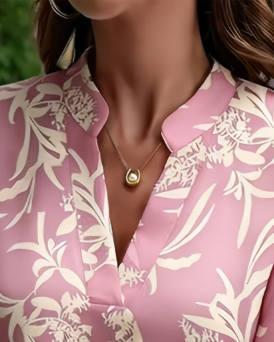 Blouse V-Hals Bedrukt Korte Mouw
