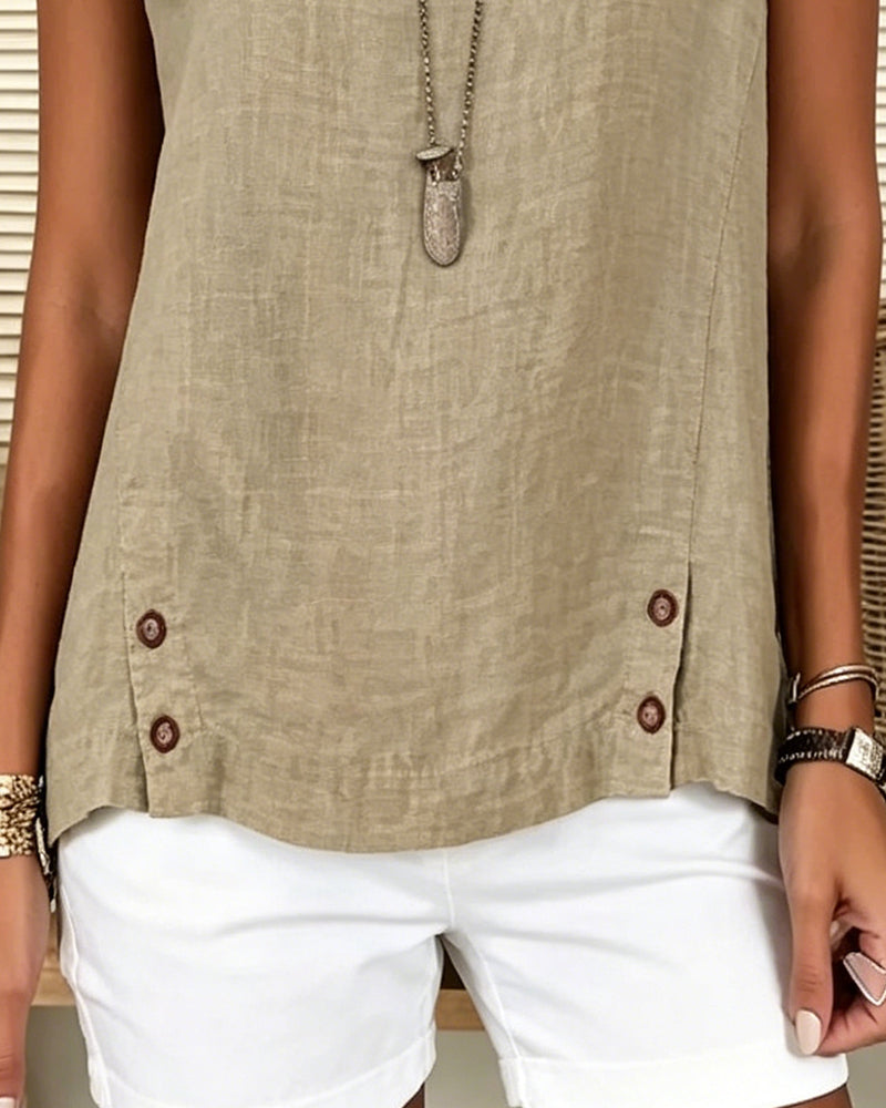 Blouse Mouwloos Omslagkraag