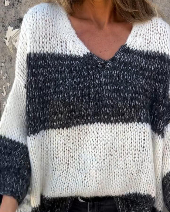 V-hals contrasterende casual trui