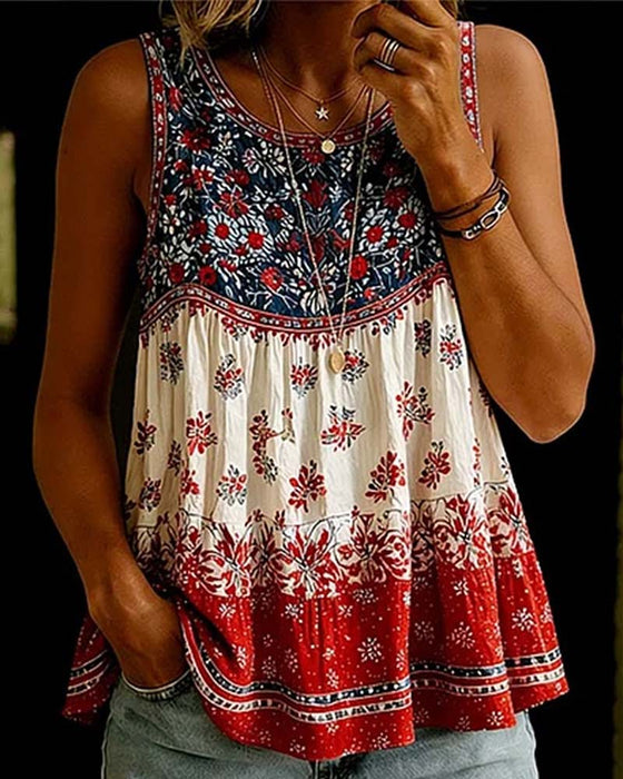 Tank Top Mouwloos Rondhals Bohemien