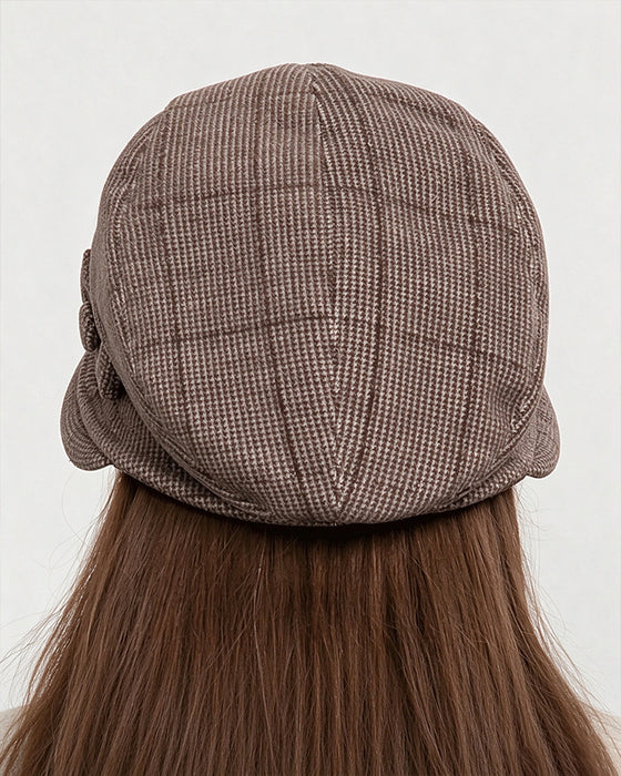Dames Elegante Ruitpatroon Strik Decor Baret