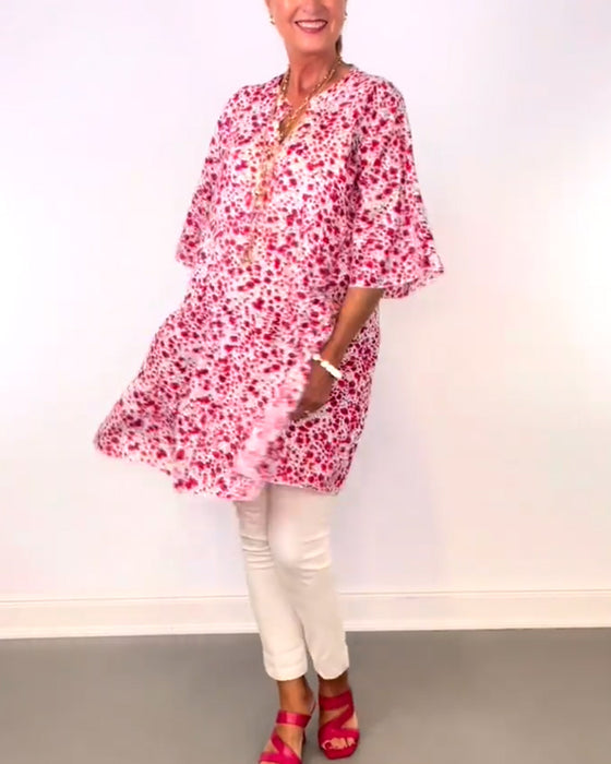 jurk met losse stijl en bloemen