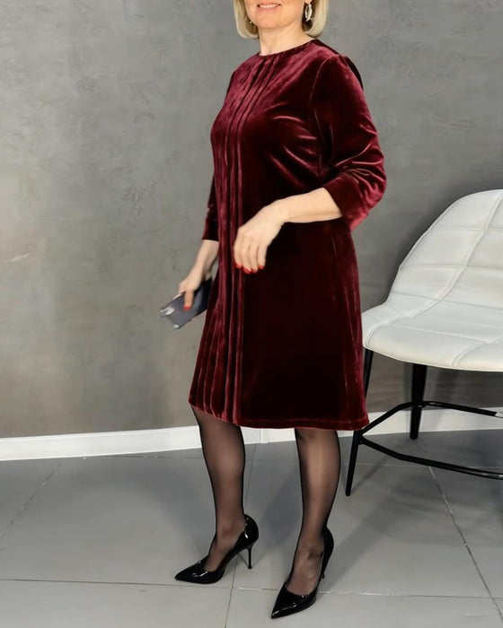 Jurk Ronde Hals Geplisseerd