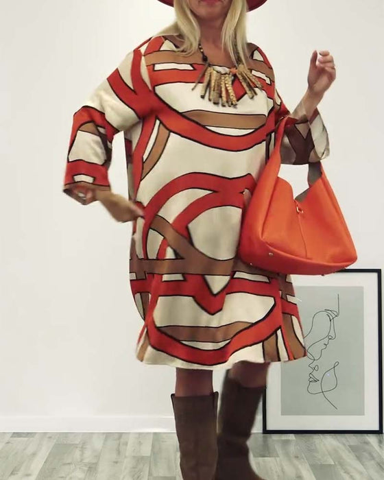 Jurk met ronde hals en print