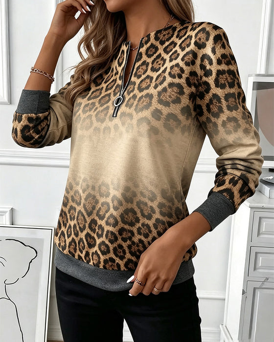 Sweatshirts Luipaard Ombre Rits Lange Mouw