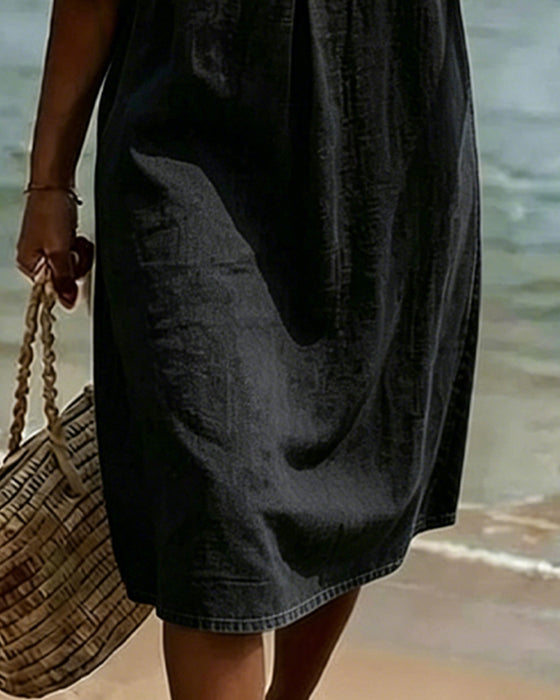 Jurk Lotus Blad Mouwen Jeans