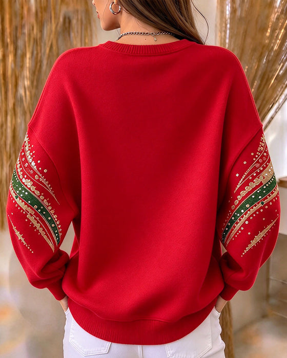 Sweatshirt Kerstboom Print Lange Mouw Los