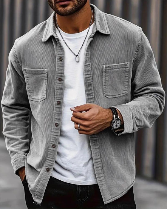 👔 Heren Casual Corduroy Overhemdjas – Klassieke Textuur Ontmoet Dagelijks Comfort