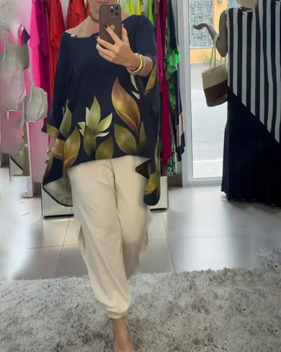 Blouse Schuine Schouder Onregelmatig Driekwart Mouw