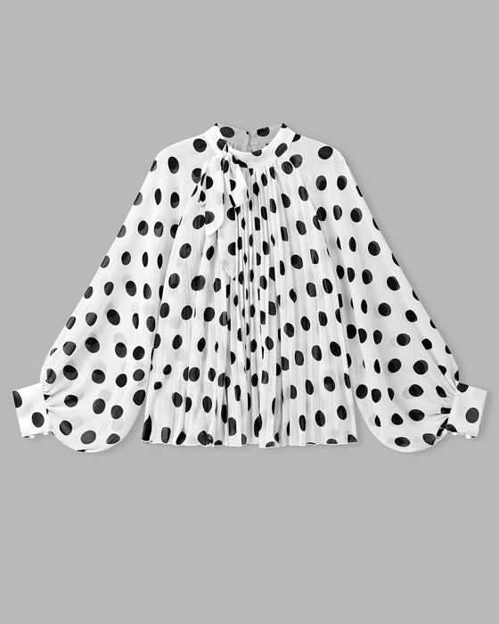 Casual Blouse Met Stippen Lange Mouwen