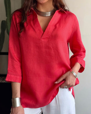 Blouse Casual V-Hals Effen Kleur