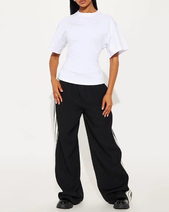 T-Shirts Los Drop Schouder Achter Rits