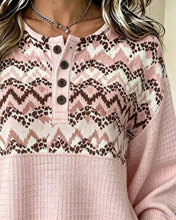 Sweatshirt Ronde Hals Wafel Casual