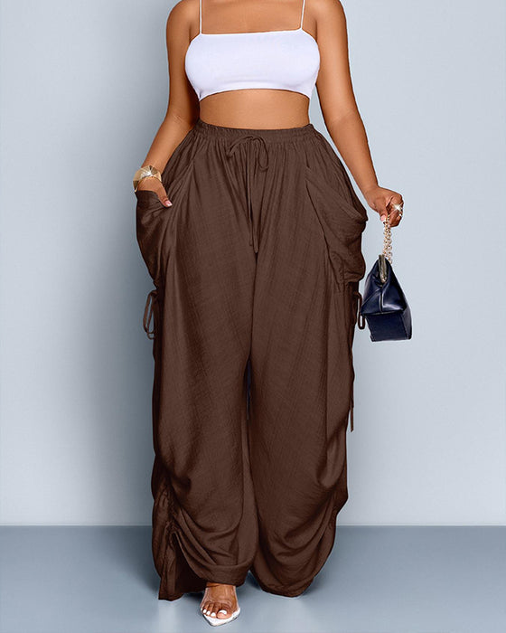 Broek Effen Geplisseerd Hoge Taille Wijd