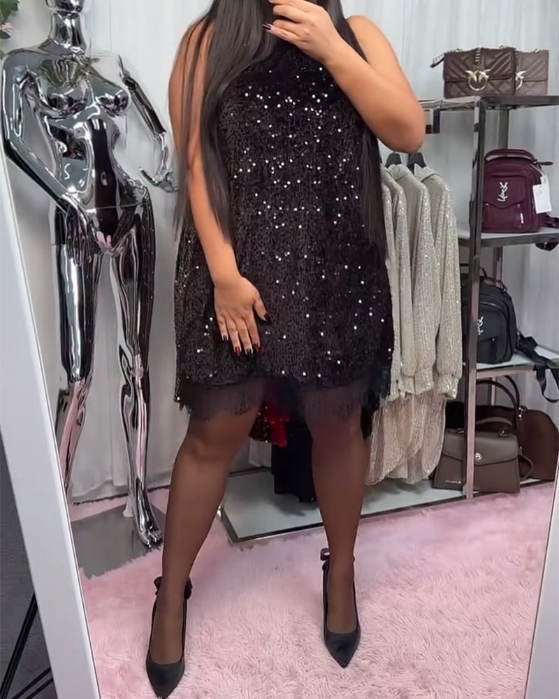 Effen Jurk Met Patchworkdetails