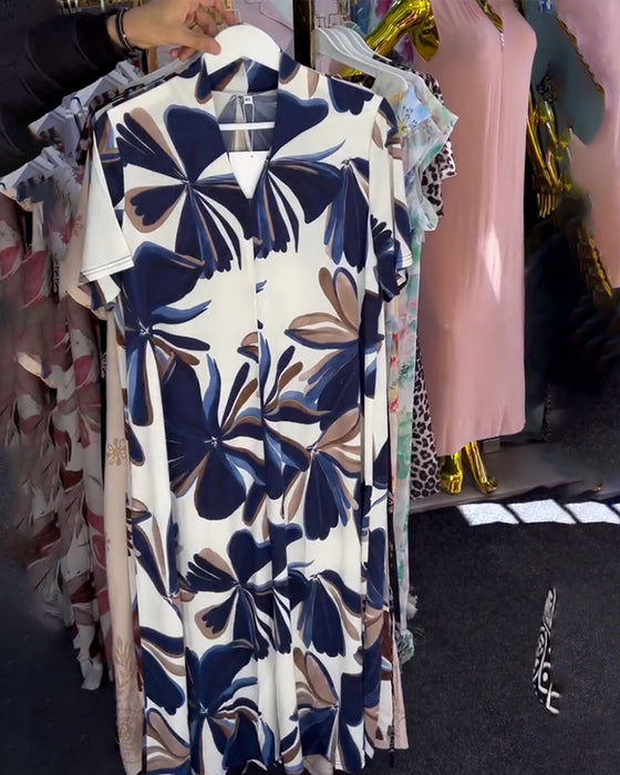 Jurk Elegant Bloemen Print Mouwloos