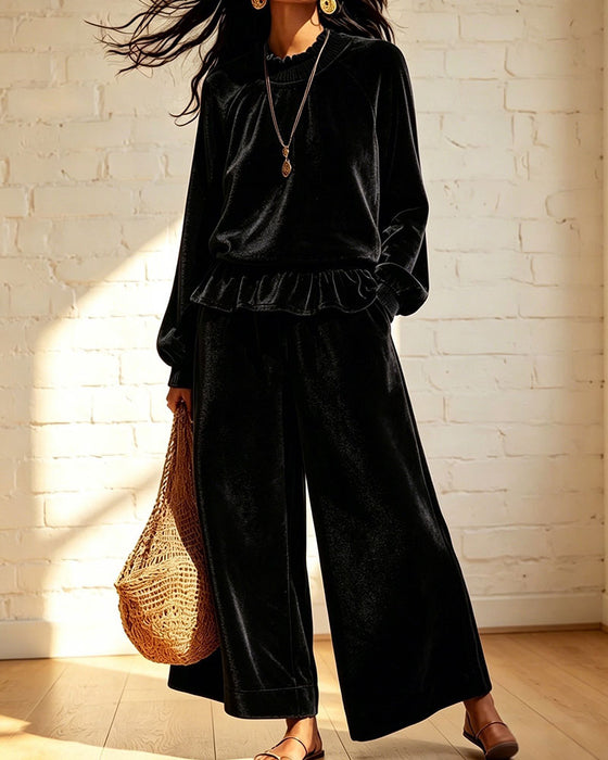 Set Effen Ruches Top Wijde Broek
