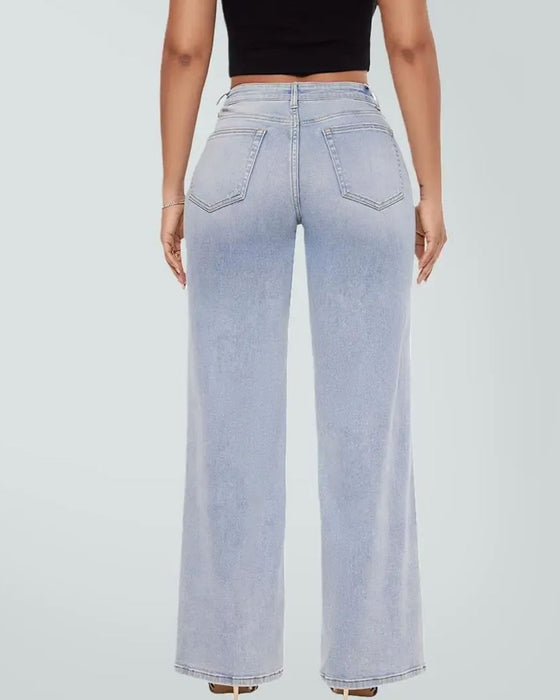 Jeans Hoge Taille Wijde Pijp