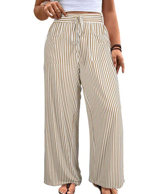 Gestreepte Lange Broek Midden Taille