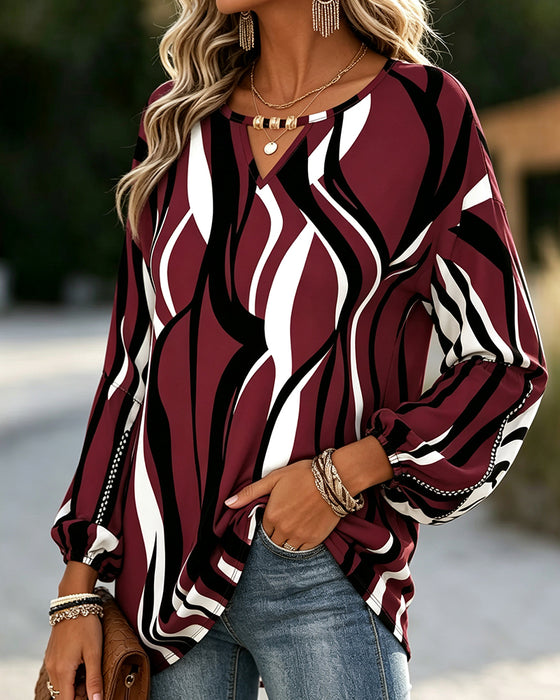 Blouse V-Hals Lijn Ballon Mouw