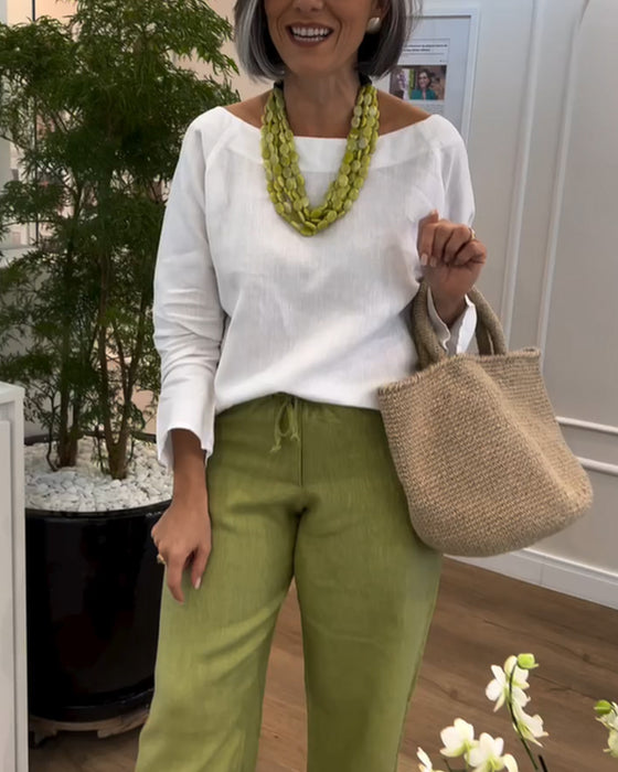 Wijdbenige Broeken Met Een Eenvoudige Kleur, Casual Stijl En Trekriem