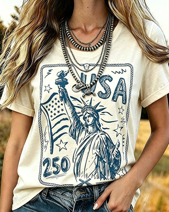 T-Shirt Met Retroprint, Korte Mouwen En Losse Pasvorm