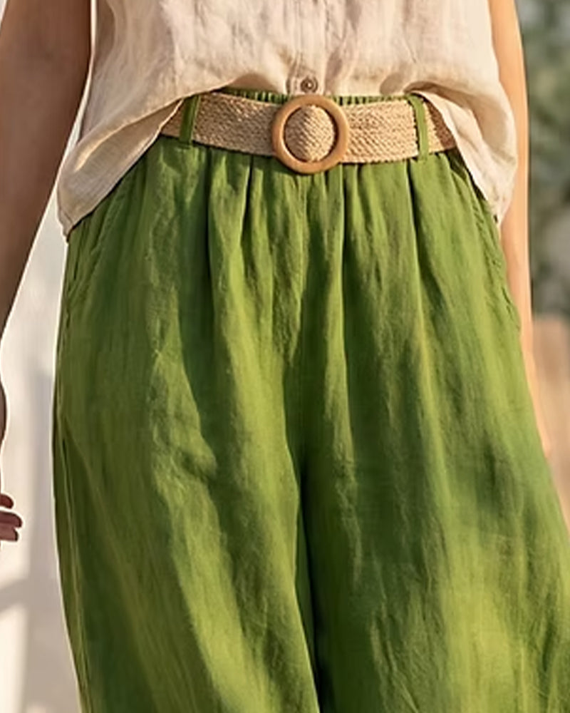 Set Met Mouwloze Top Van Katoen En Linnen Casual