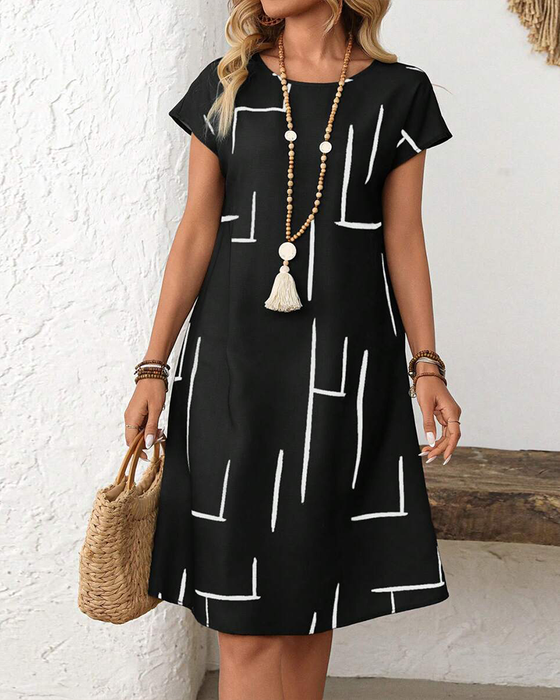 Jurk Dames Zomer Casual Print Rond Hals