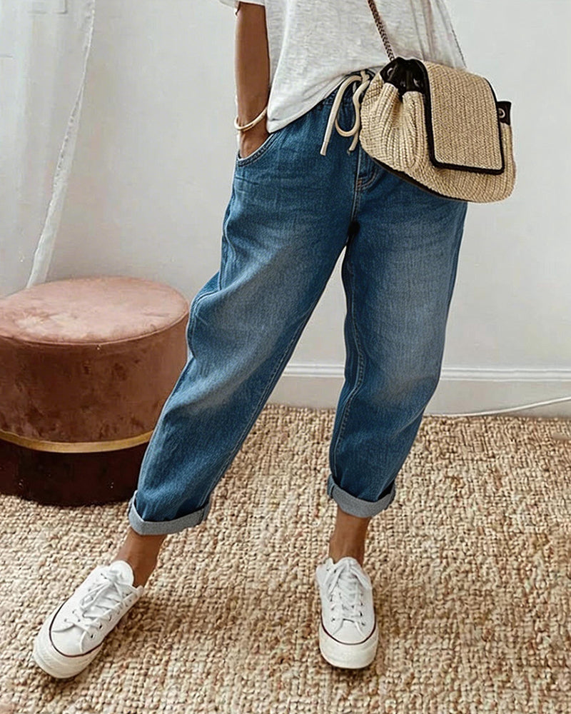 Jeans Casual Retro Distressed