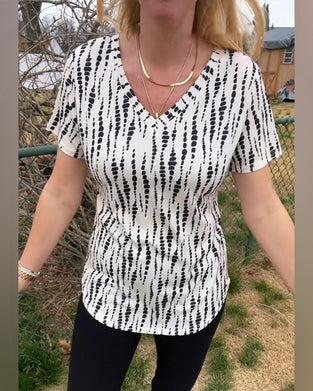 T-Shirt Bedrukt Korte Mouwen V-Hals