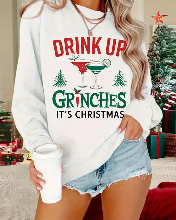 Trui Ronde Hals Gedrukt Wijn Glas